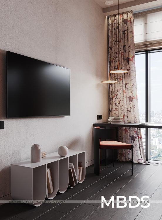 Спальня в ЖК KAZAKOV Grand Loft с прикроватным сценарным освещением